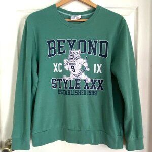 'beyond style xxx size xl sweatshirt green vintage look graphic boxy‎ fit